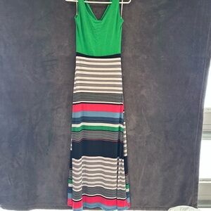 Gilli Green and Multicolor Striped Maxi Dress